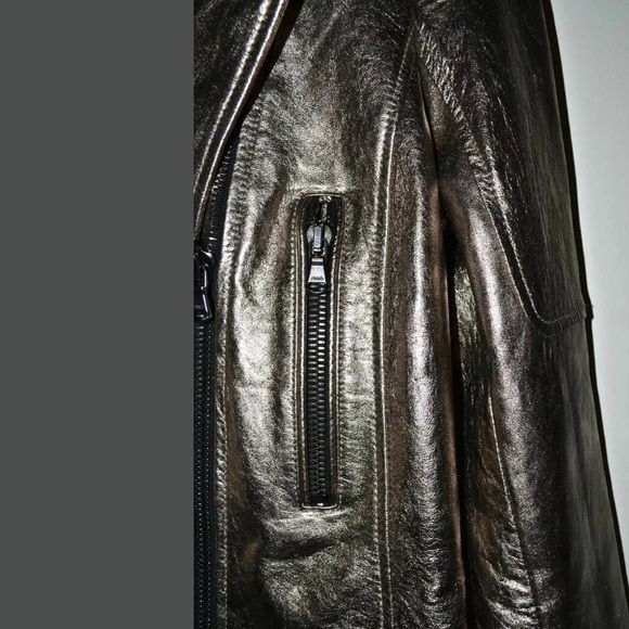 VERONICA BEARD Metallic MICA Leather Moto Jacket - Picture 8 of 8
